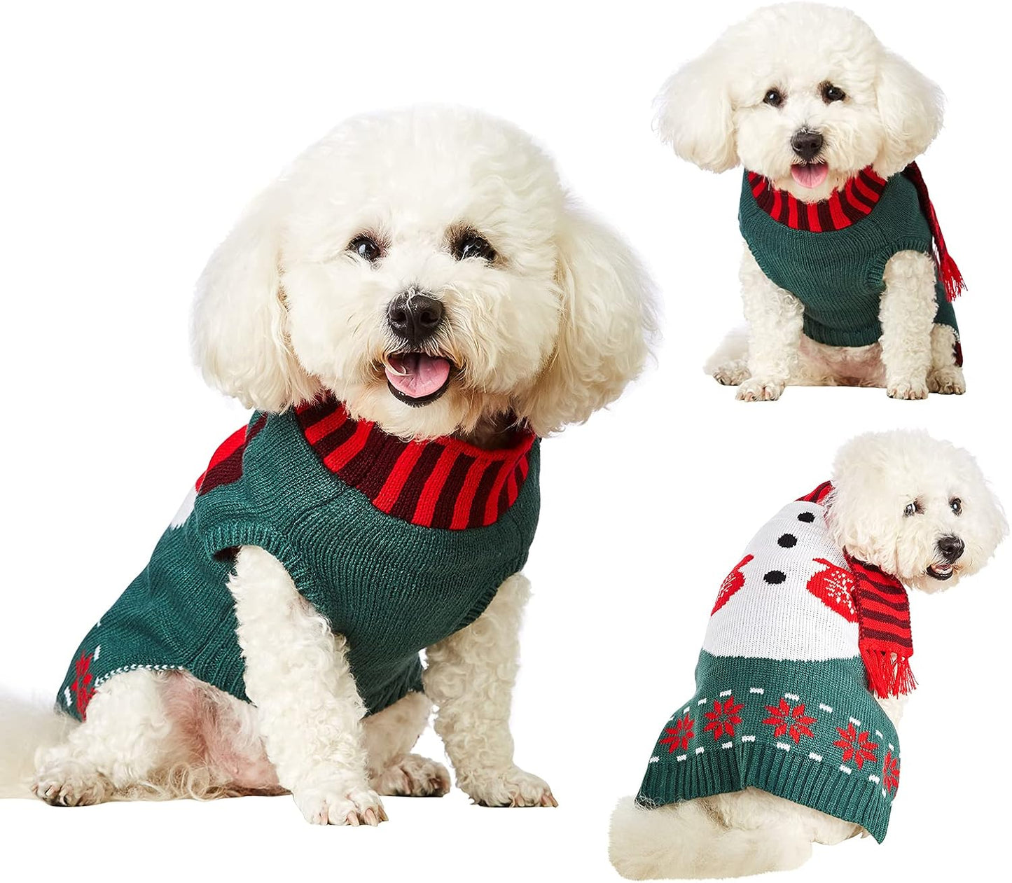 Dog Christmas Sweater Knitted Snowman Soft Comfortable Pet Clothes Winter New Year Jumpsuit Pjs for Small Medium Large Pets Dogs Outfits Large Snowman