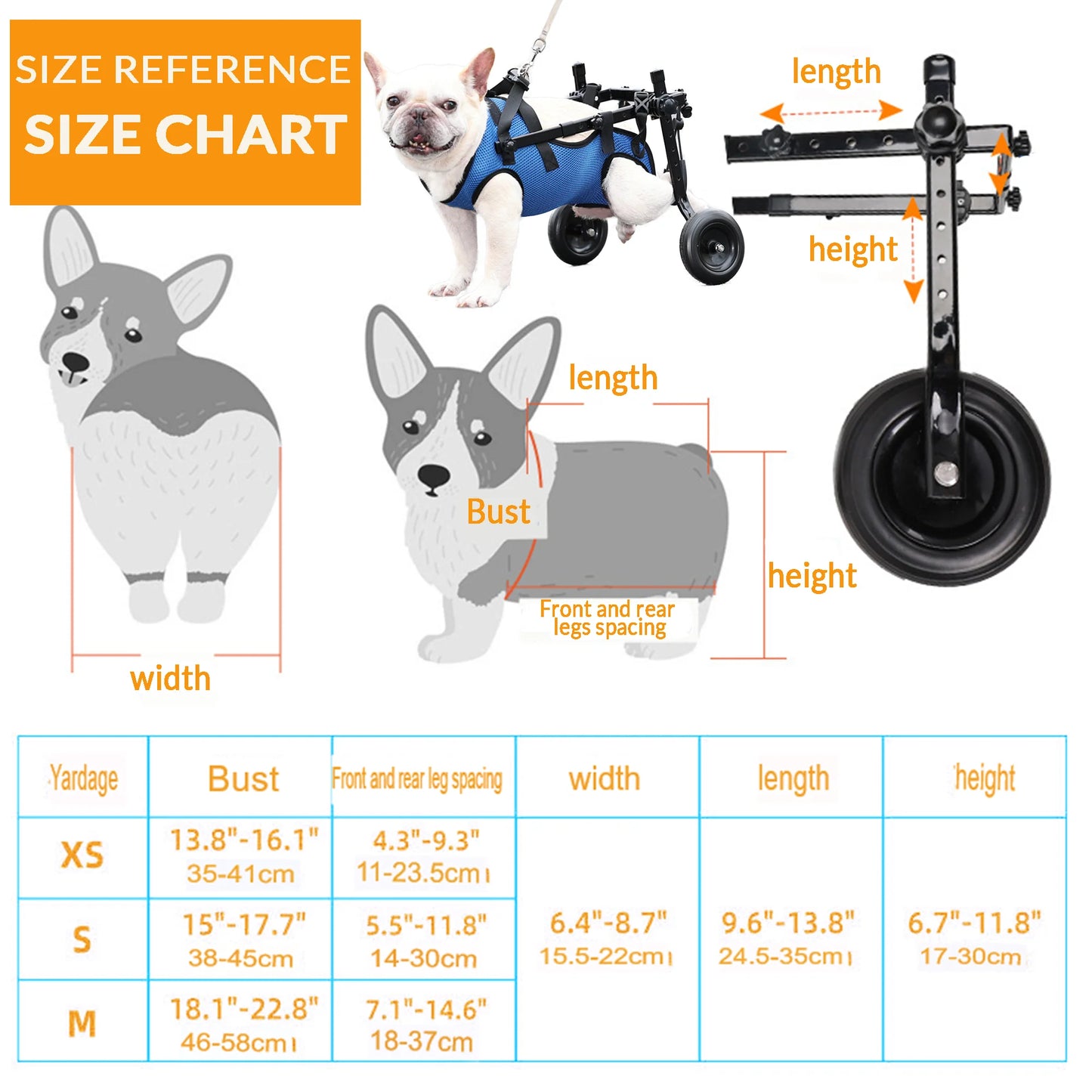 Dog Wheelchair for Back Legs, Light Weight Dog Wheelchair Cart