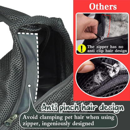 Dog Cat Sling Carrier, Adjustable Padded Shoulder Strap, with Mesh Pocket for Outdoor Travel (S - up to 6 Lbs, Black - Black)