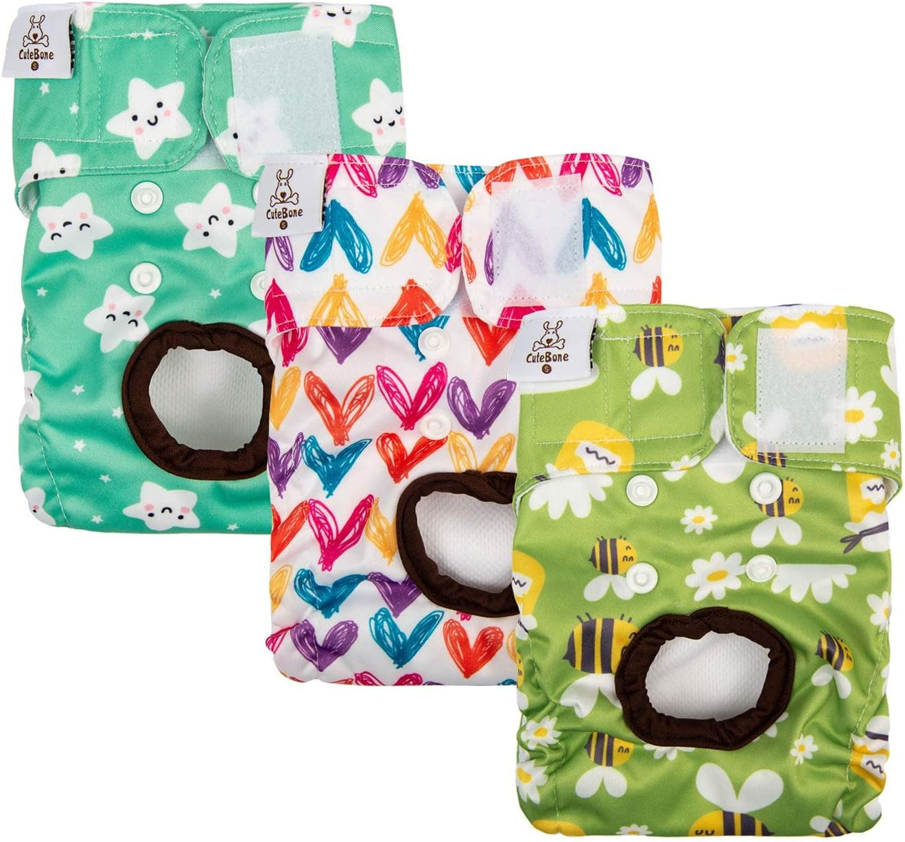 Reusable Dog Diapers Female Small Medium Large 3 Pack Washable Doggie Diapers Puppy Period Pants for Doggy Heat Cycle Peeing D29XS